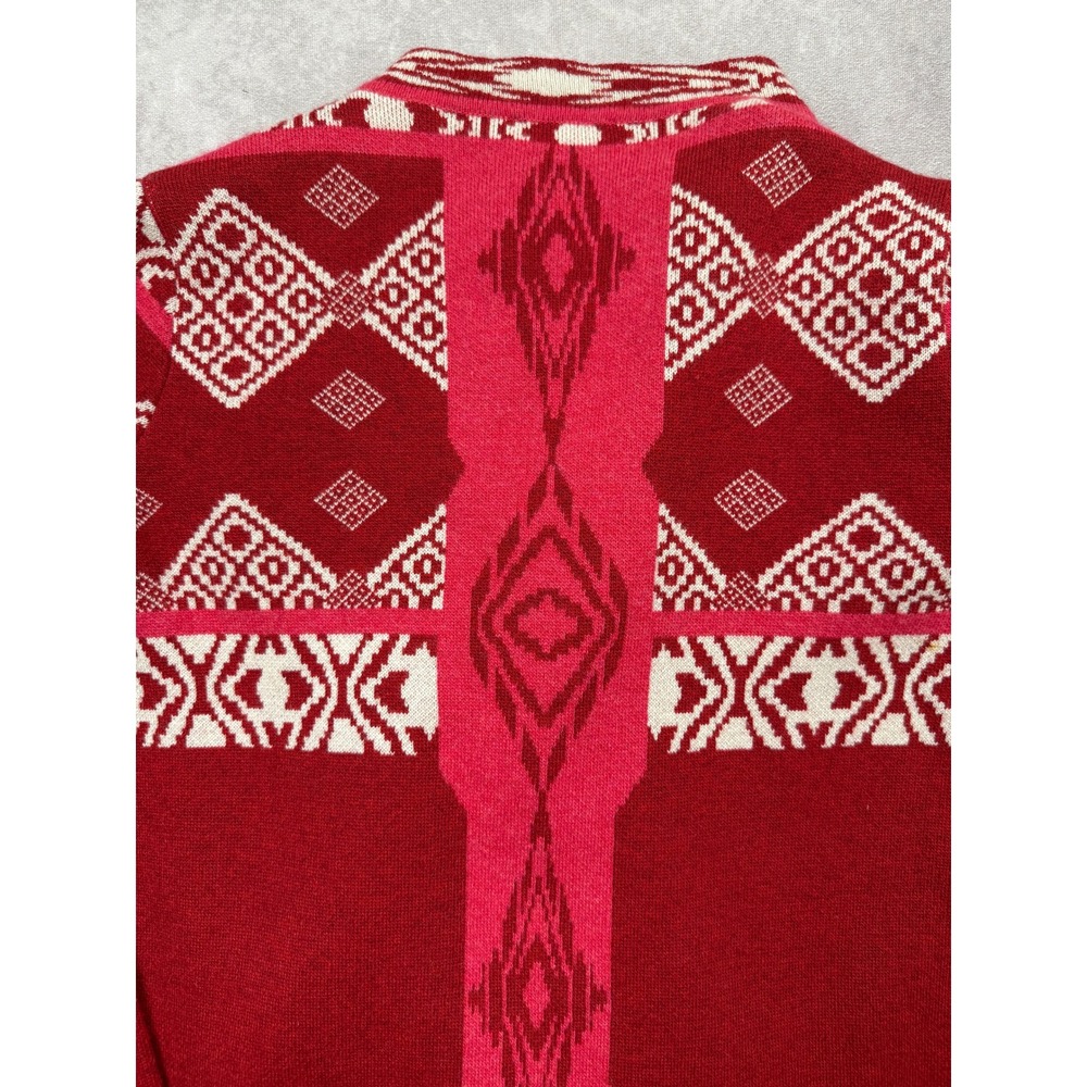 Etro Milano Red White Intarsia Open Front Knit Draped Cardigan Women IT 42/ US 6 - Picture 14 of 15
